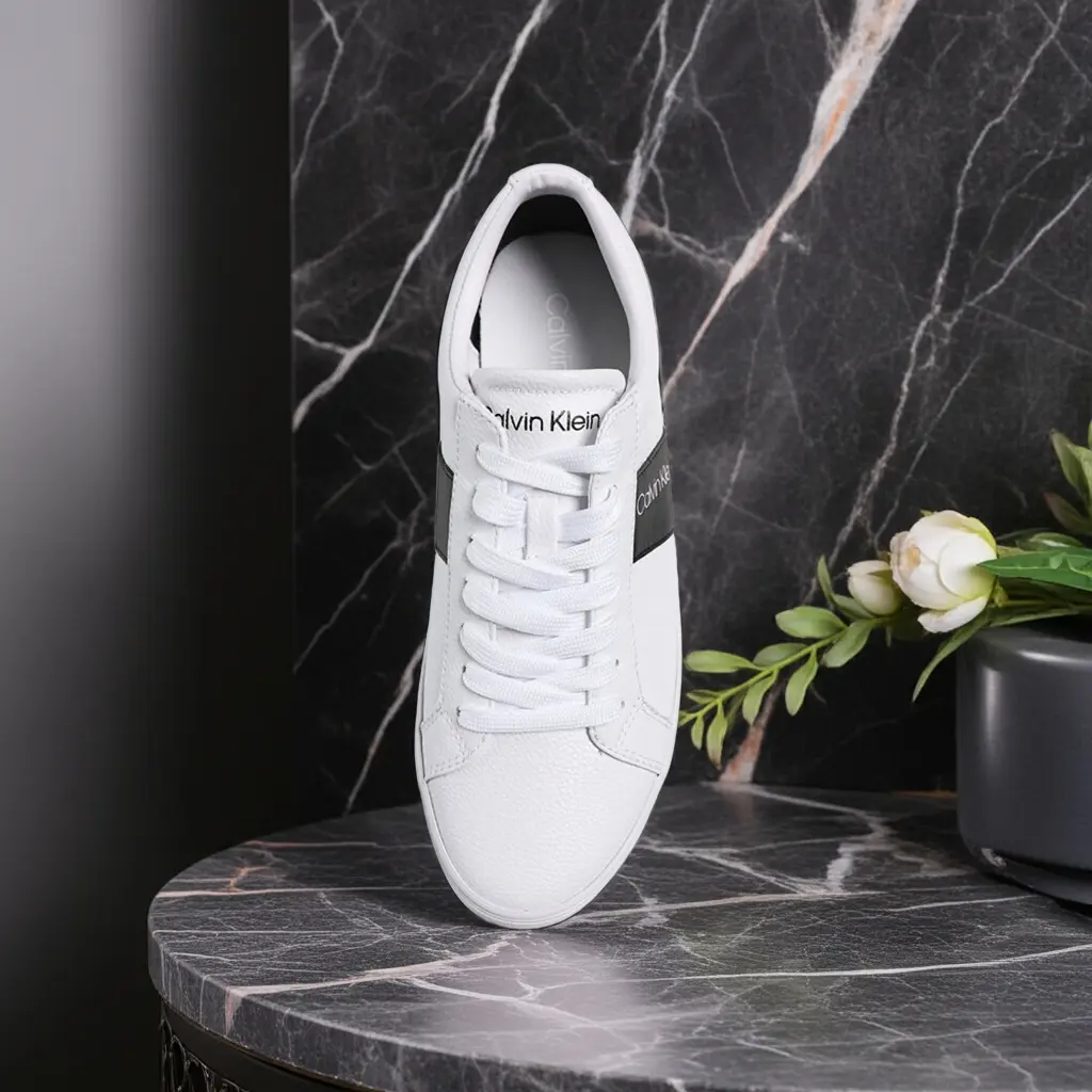 Calvin Klein Roydan white sneakers for men with black accents