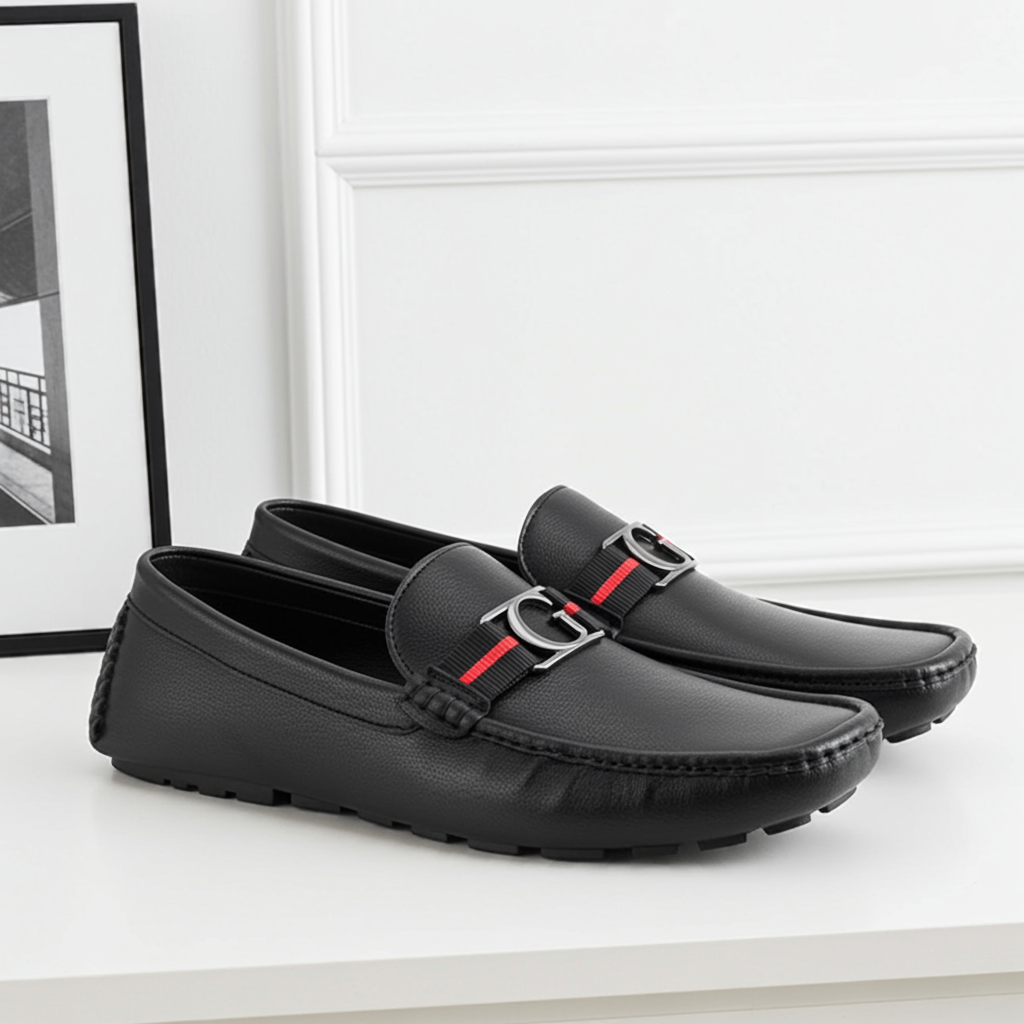 Guess Askers Black Leather Loafers for men