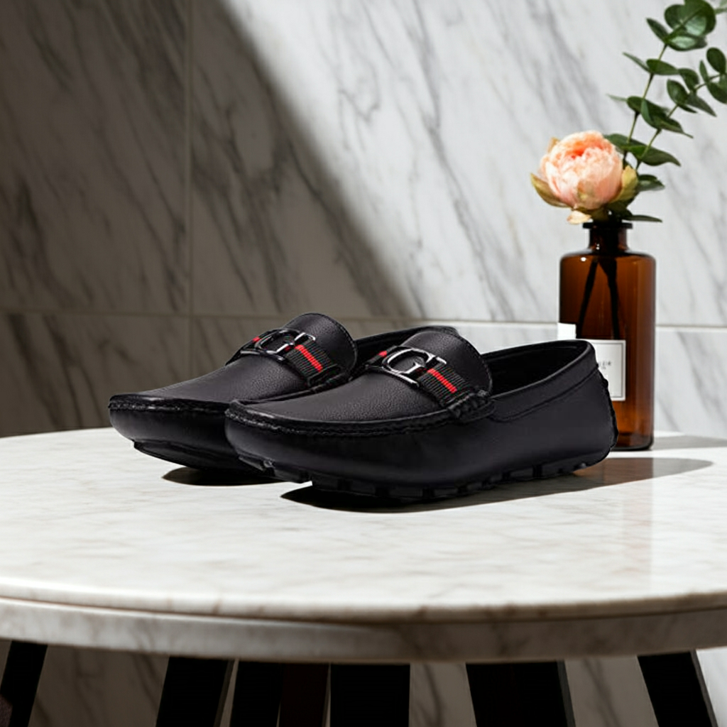 Guess Askers Black Leather Driving Loafers for Men