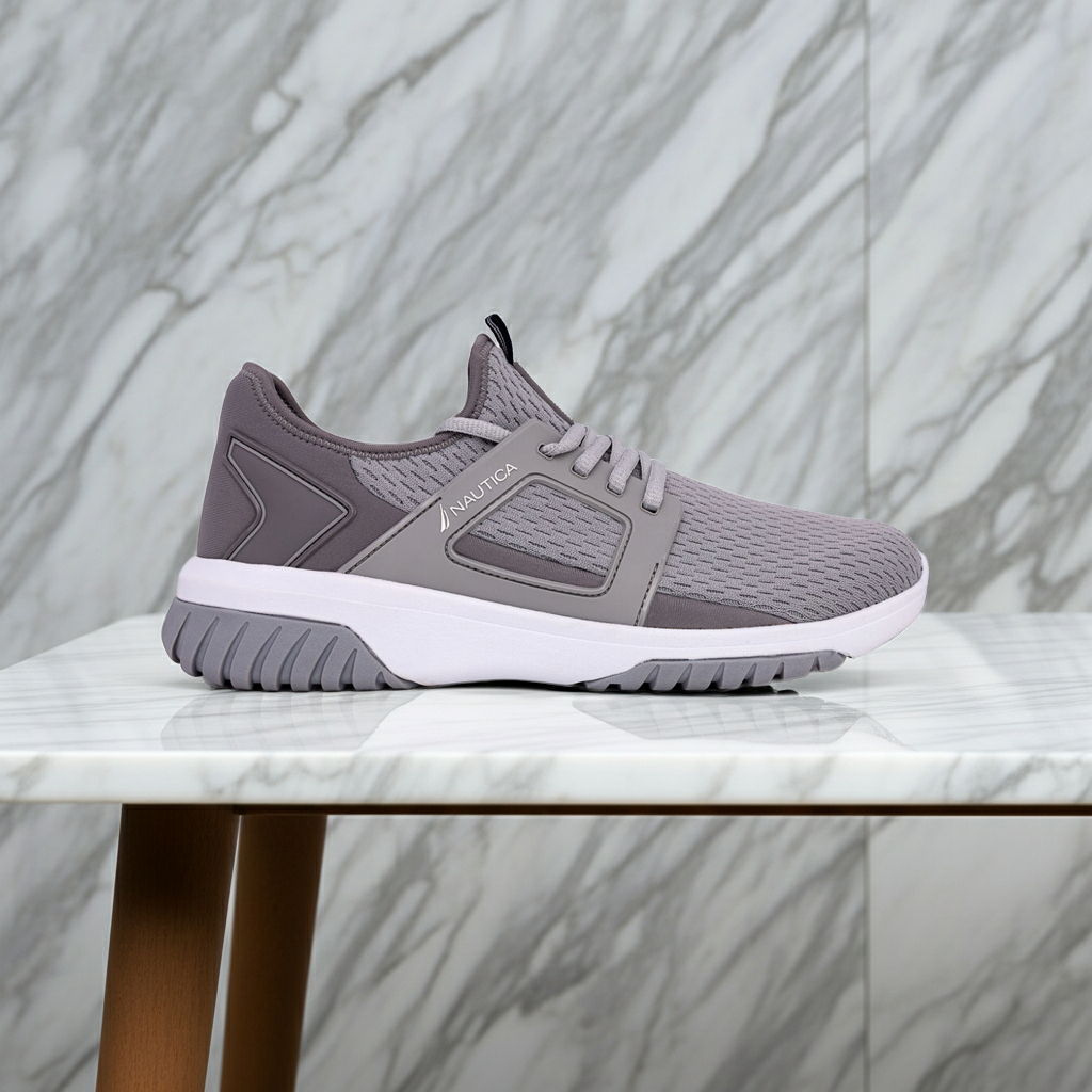 Nautica Goodreau Grey Mesh Running Sneakers for Men