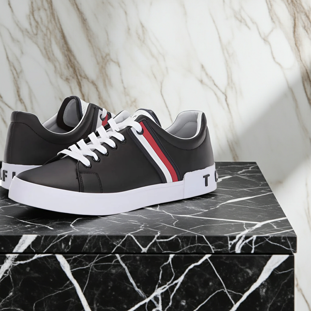 Tommy Hilfiger Ramus Black Leather Sneakers for Men