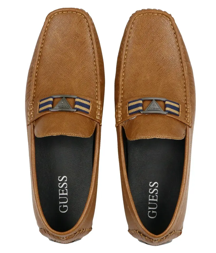 Guess Art Leather Brown Men's Loafers Shoes 3.webp