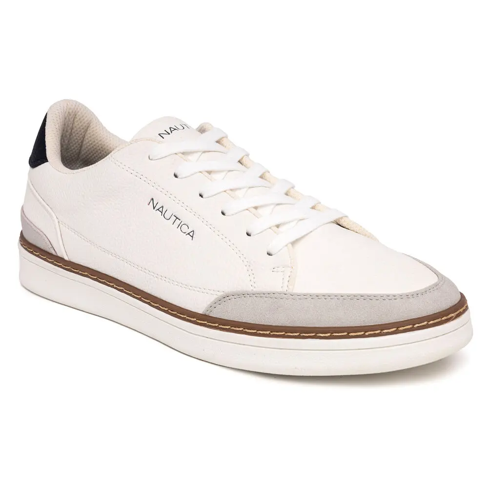 Nautica Jaro Leather White Lace-Up Men's Sneakers