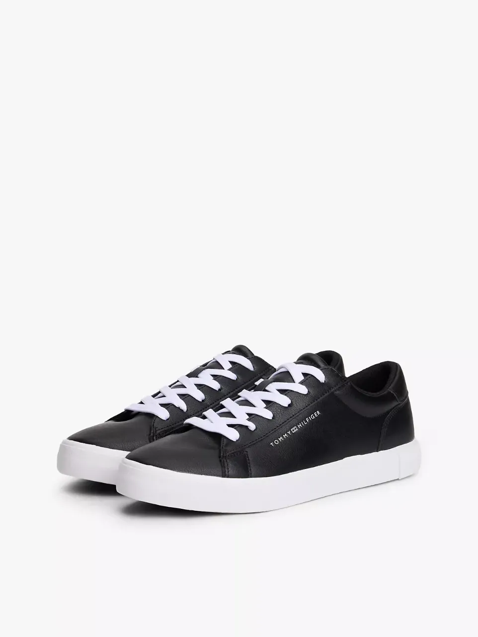 Tommy Hilfiger Ribby Leather Black Sneakers For Men (EU 43.5/US 10.5(Available))
