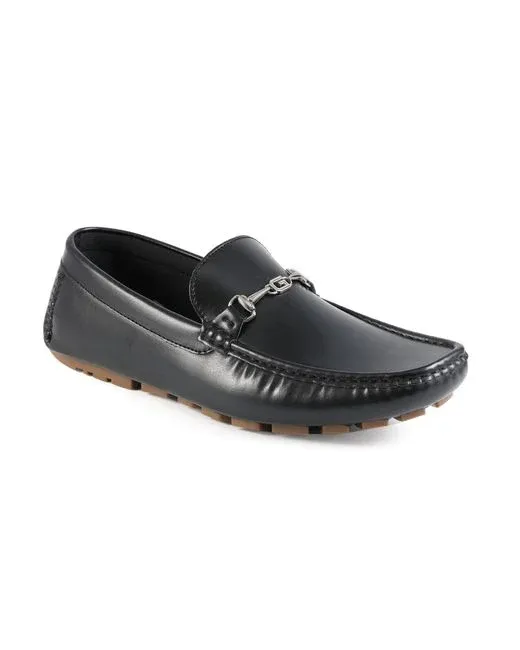 Guess Ansto Black Leather Driving Loafers
