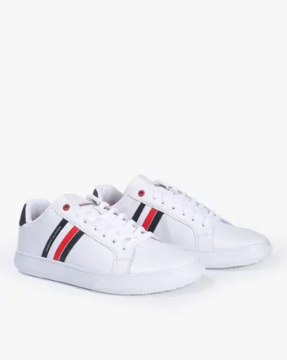 Tommy Hilfiger Stripe Leather Cupsole White Men's Sneakers